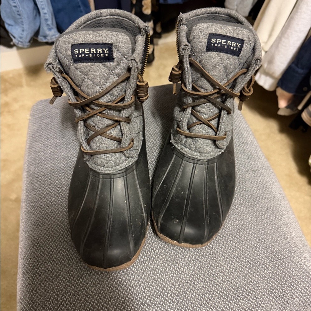 Sperry Black and Gray Duck Boots
